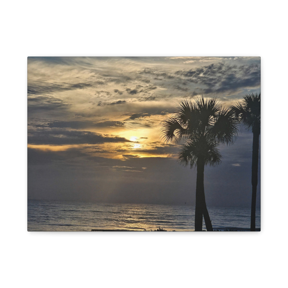Sunrise Palm Trees Beach Canvas Print — Coastal Wall Art, Matte Stretched Canvas