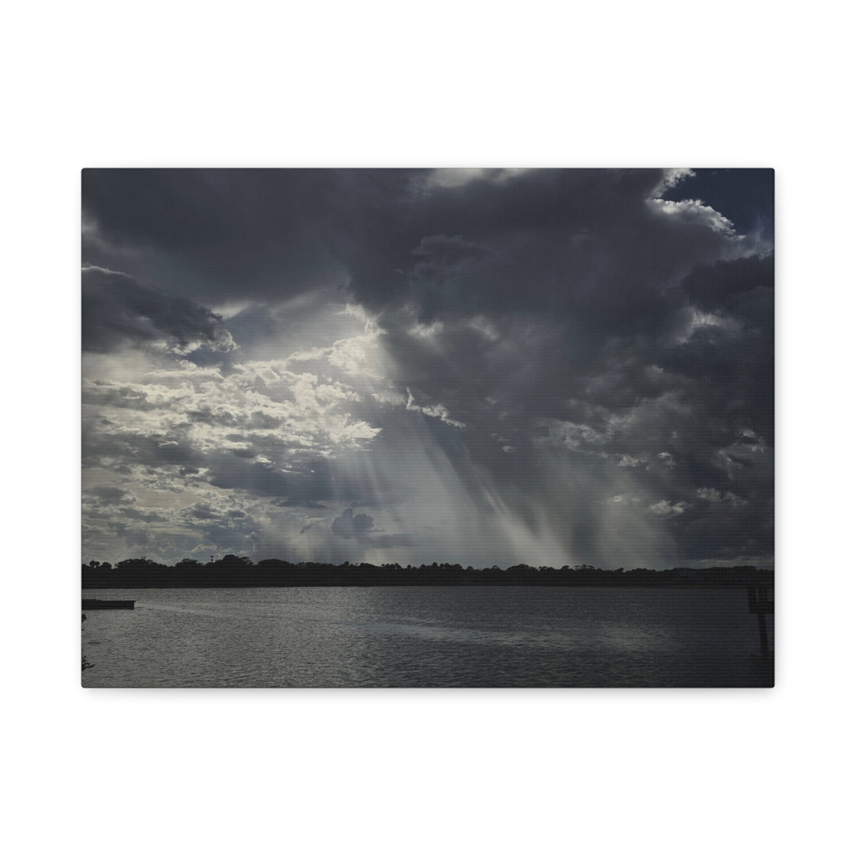 The Light Found a Way Matte Canvas Print — Sunbeams Through Clouds