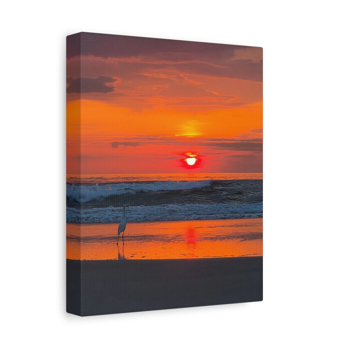 Sunrise Beach Canvas Print — Orange Coastal Sunset Wall Art