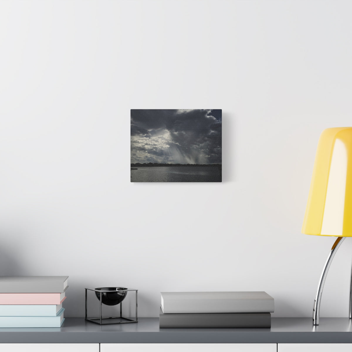 The Light Found a Way Matte Canvas Print — Sunbeams Through Clouds