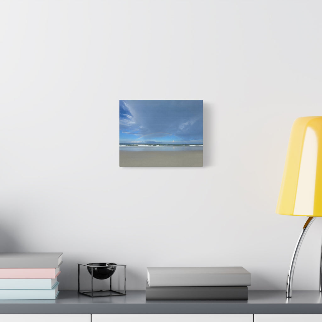 Seaside Rainbow Matte Canvas Wall Art — Stretched Beach Landscape