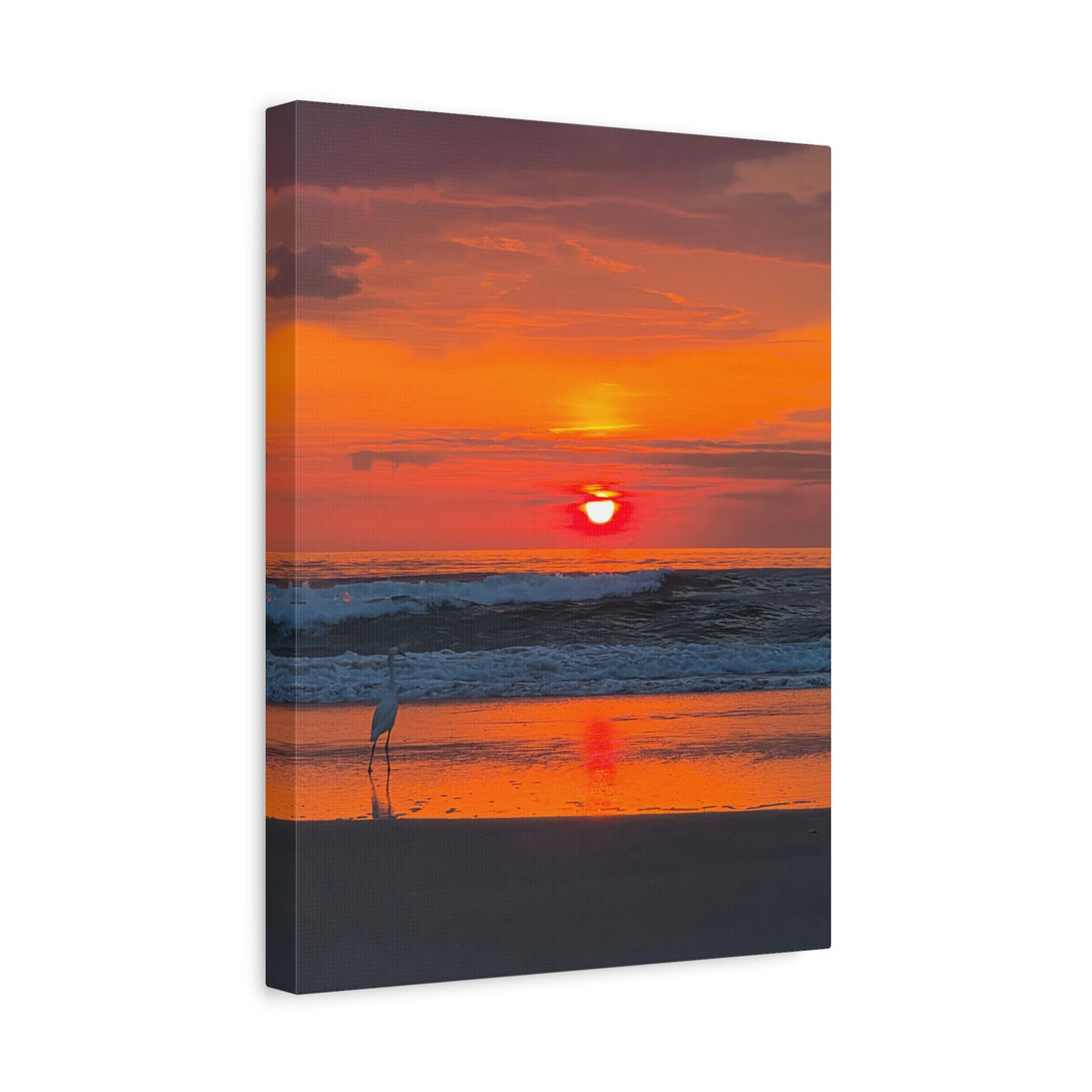 Sunrise Beach Canvas Print — Orange Coastal Sunset Wall Art