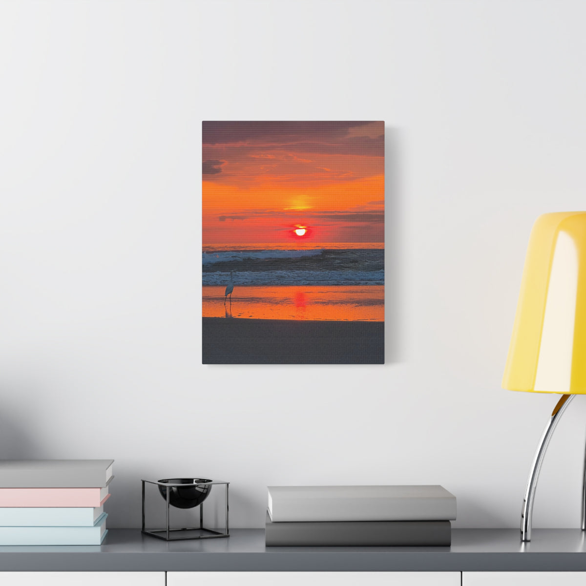 Sunrise Beach Canvas Print — Orange Coastal Sunset Wall Art