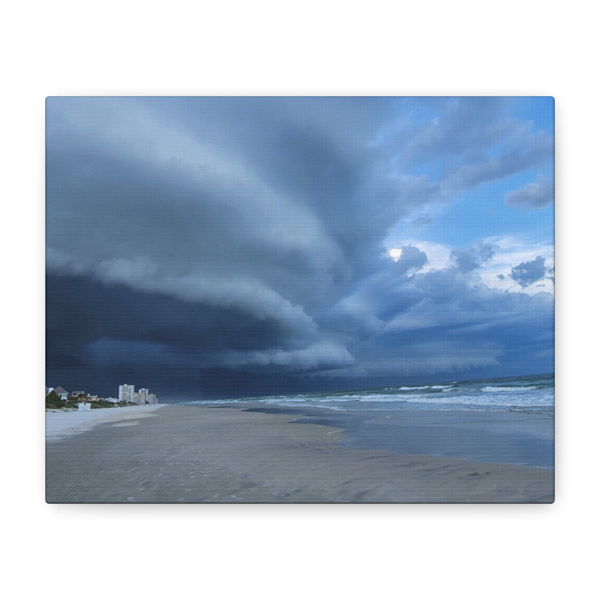 Stormy Beach Canvas Print — Dramatic Seascape Matte Wall Art
