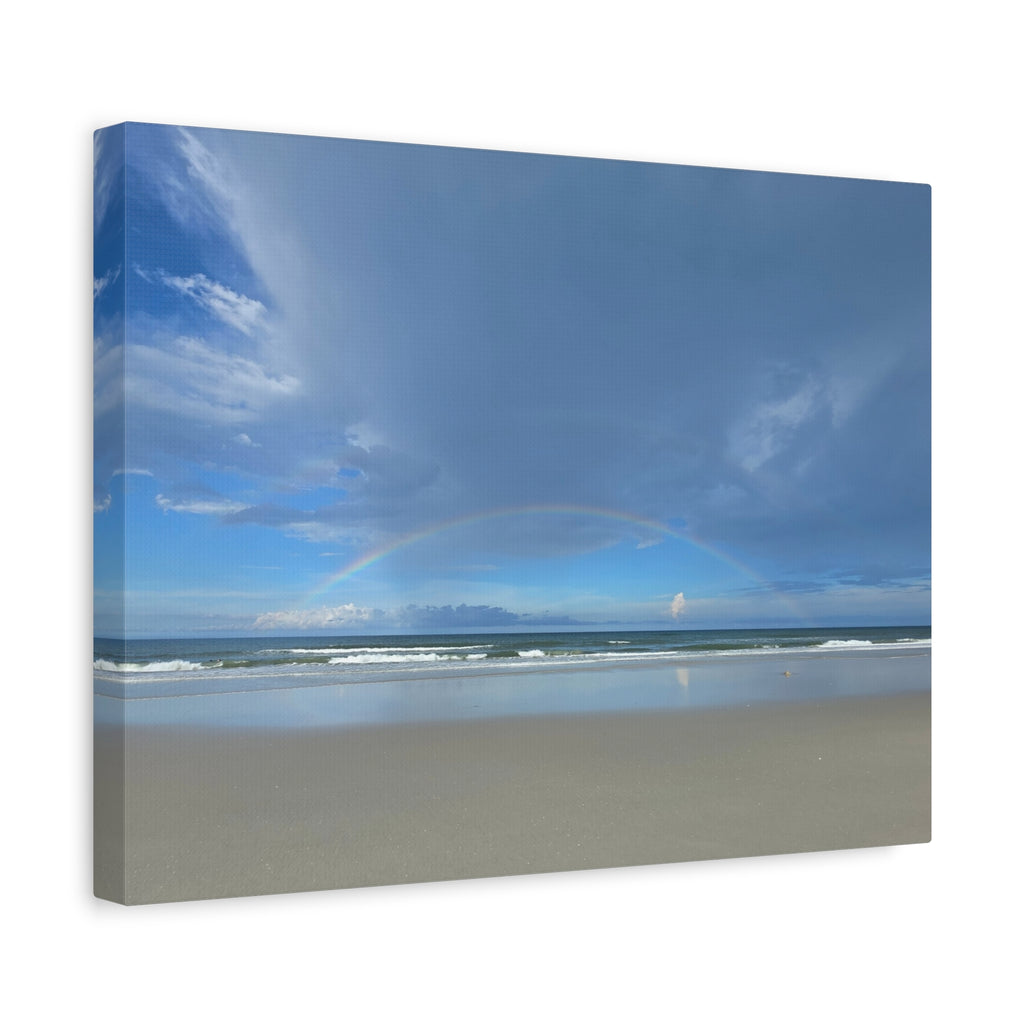Seaside Rainbow Matte Canvas Wall Art — Stretched Beach Landscape