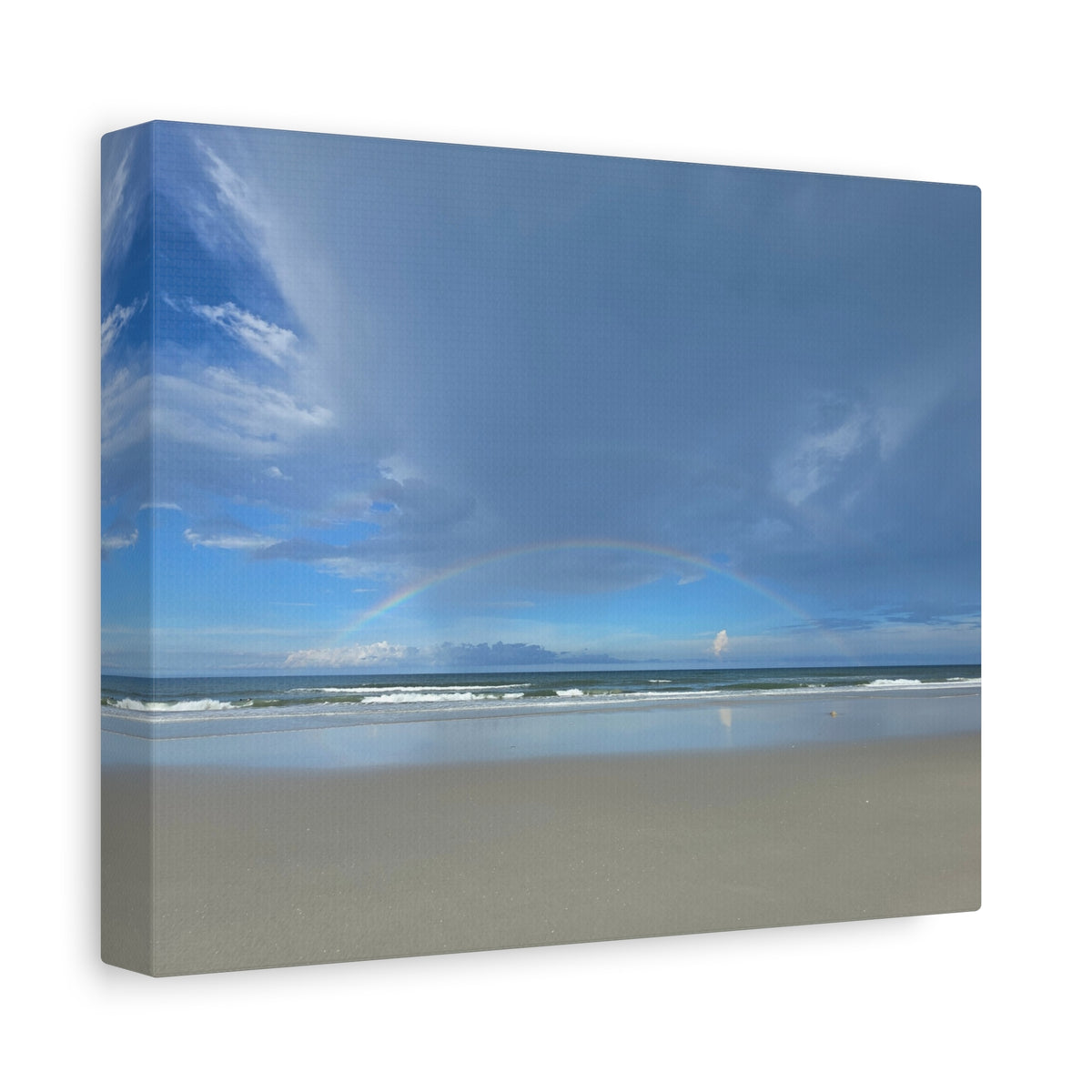 Seaside Rainbow Matte Canvas Wall Art — Stretched Beach Landscape