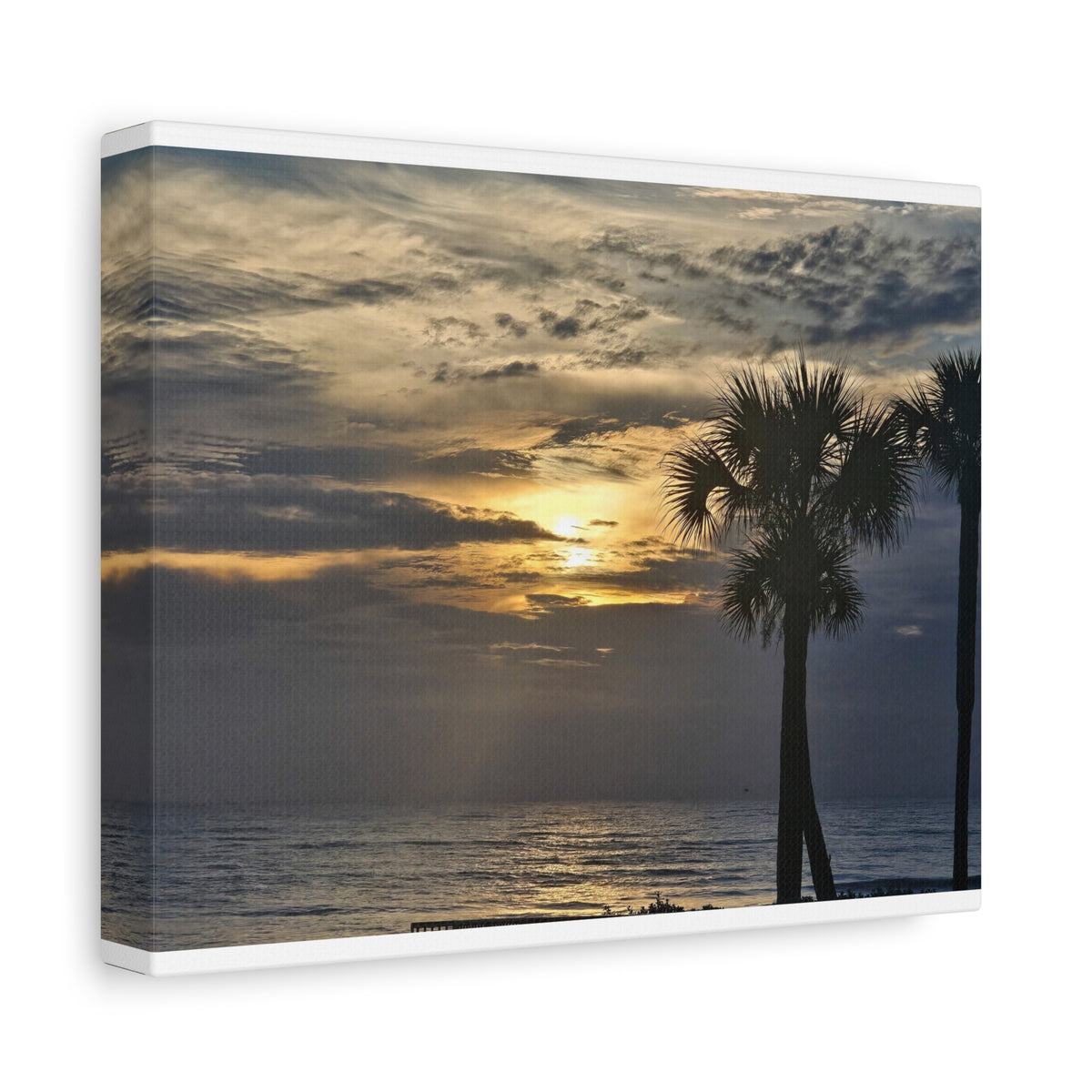 Sunrise Palm Trees Beach Canvas Print — Coastal Wall Art, Matte Stretched Canvas
