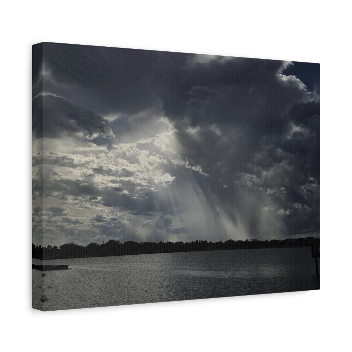 The Light Found a Way Matte Canvas Print — Sunbeams Through Clouds