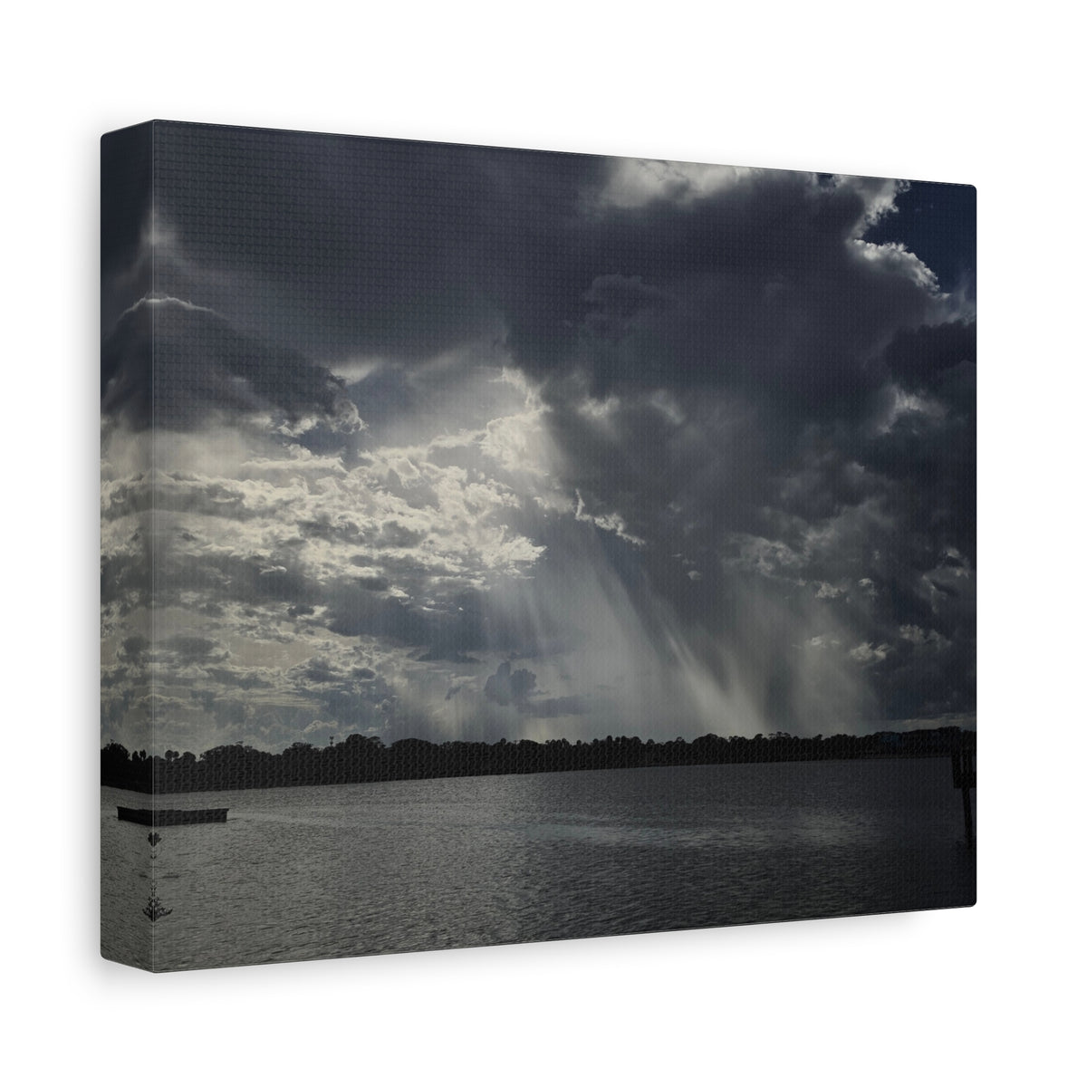 The Light Found a Way Matte Canvas Print — Sunbeams Through Clouds