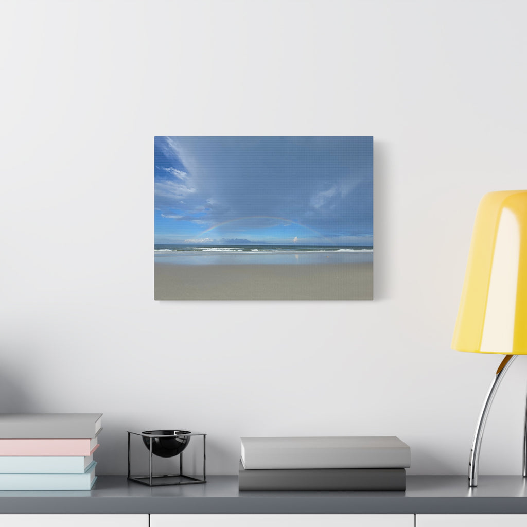 Seaside Rainbow Matte Canvas Wall Art — Stretched Beach Landscape