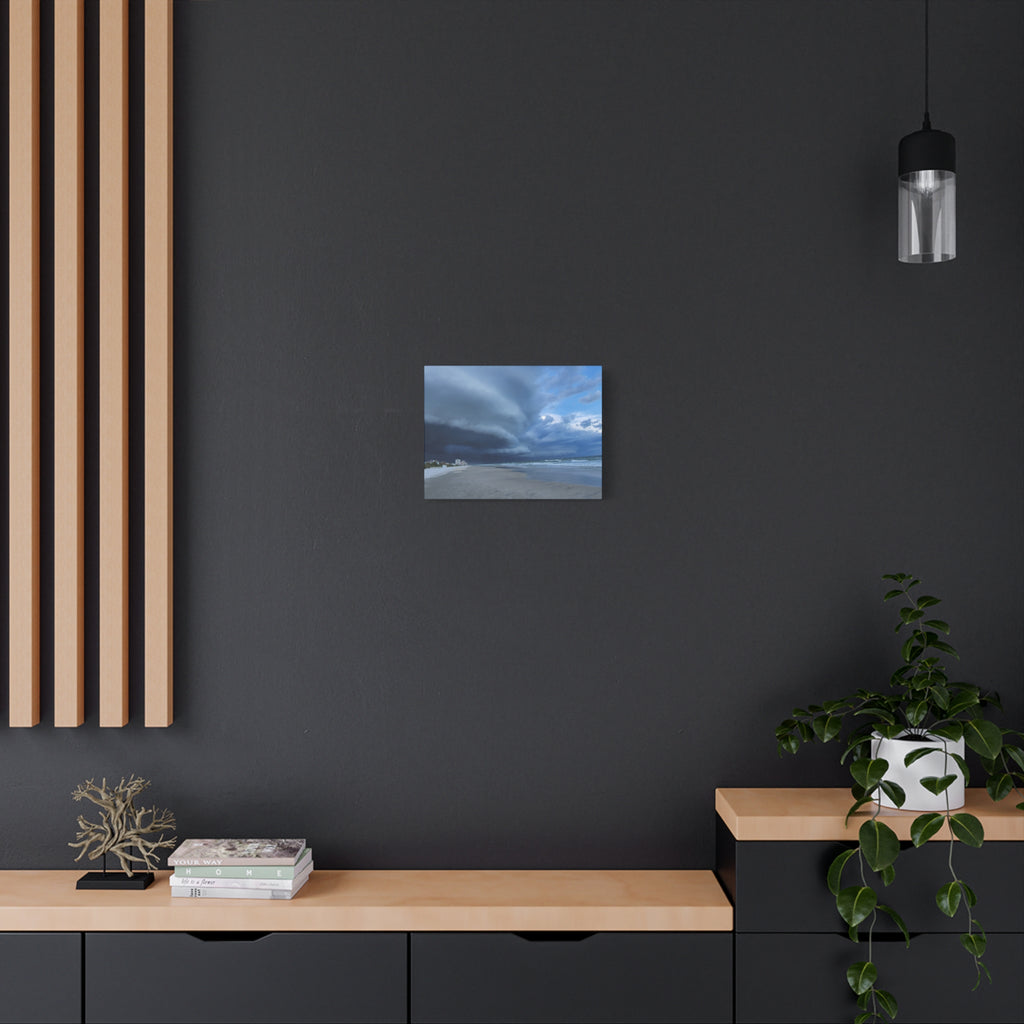 Stormy Beach Canvas Print — Dramatic Seascape Matte Wall Art