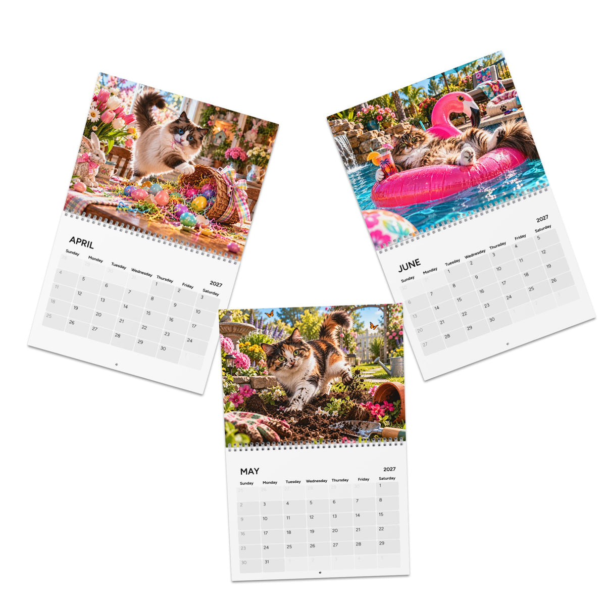 2027 Cat Wall Calendar — Cute Orange Tabby Monthly Calendar, New Year Home Decor & Gift