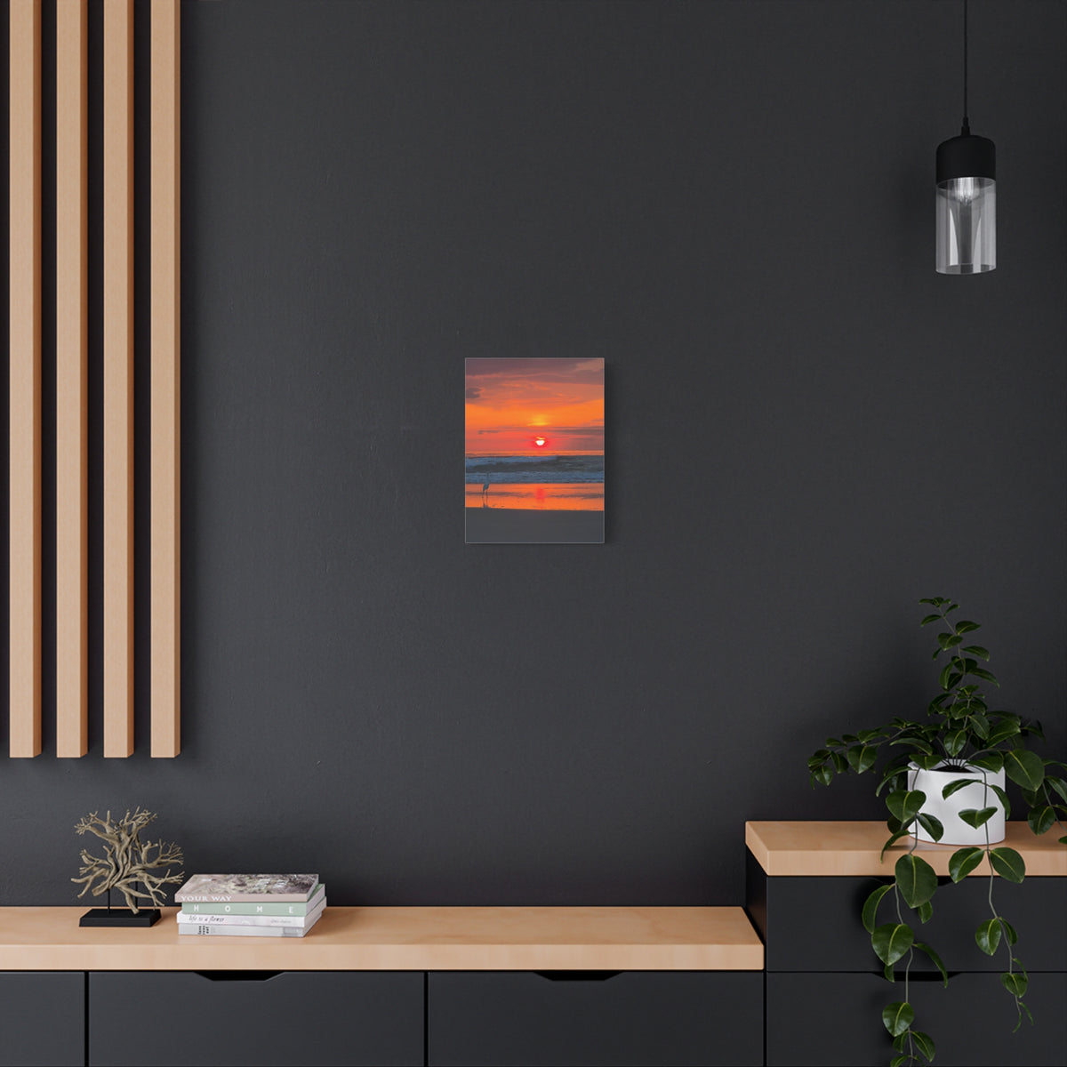 Sunrise Beach Canvas Print — Orange Coastal Sunset Wall Art
