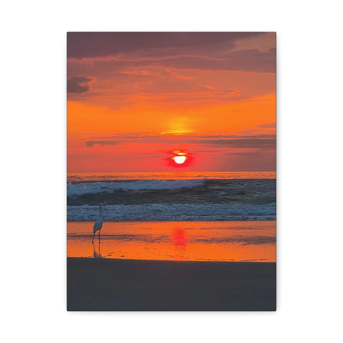 Sunrise Beach Canvas Print — Orange Coastal Sunset Wall Art