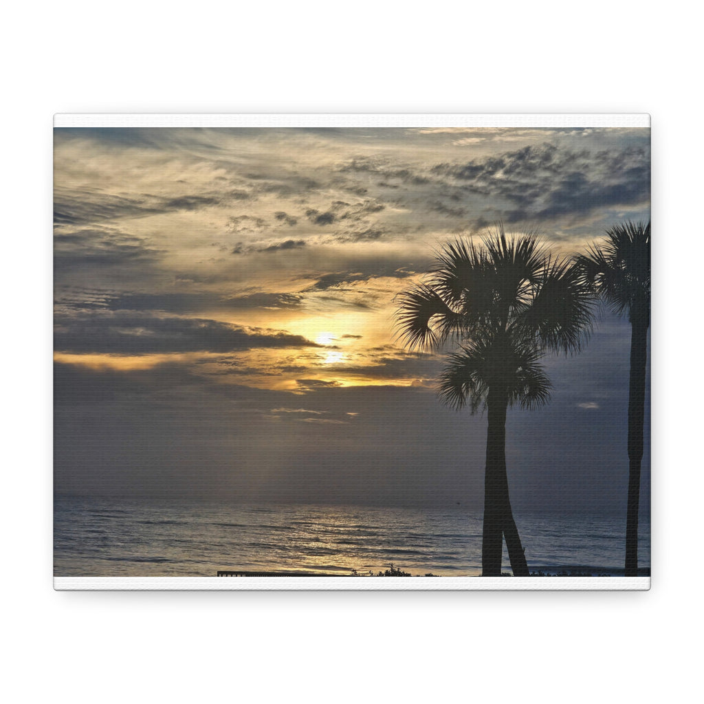 Sunrise Palm Trees Beach Canvas Print — Coastal Wall Art, Matte Stretched Canvas