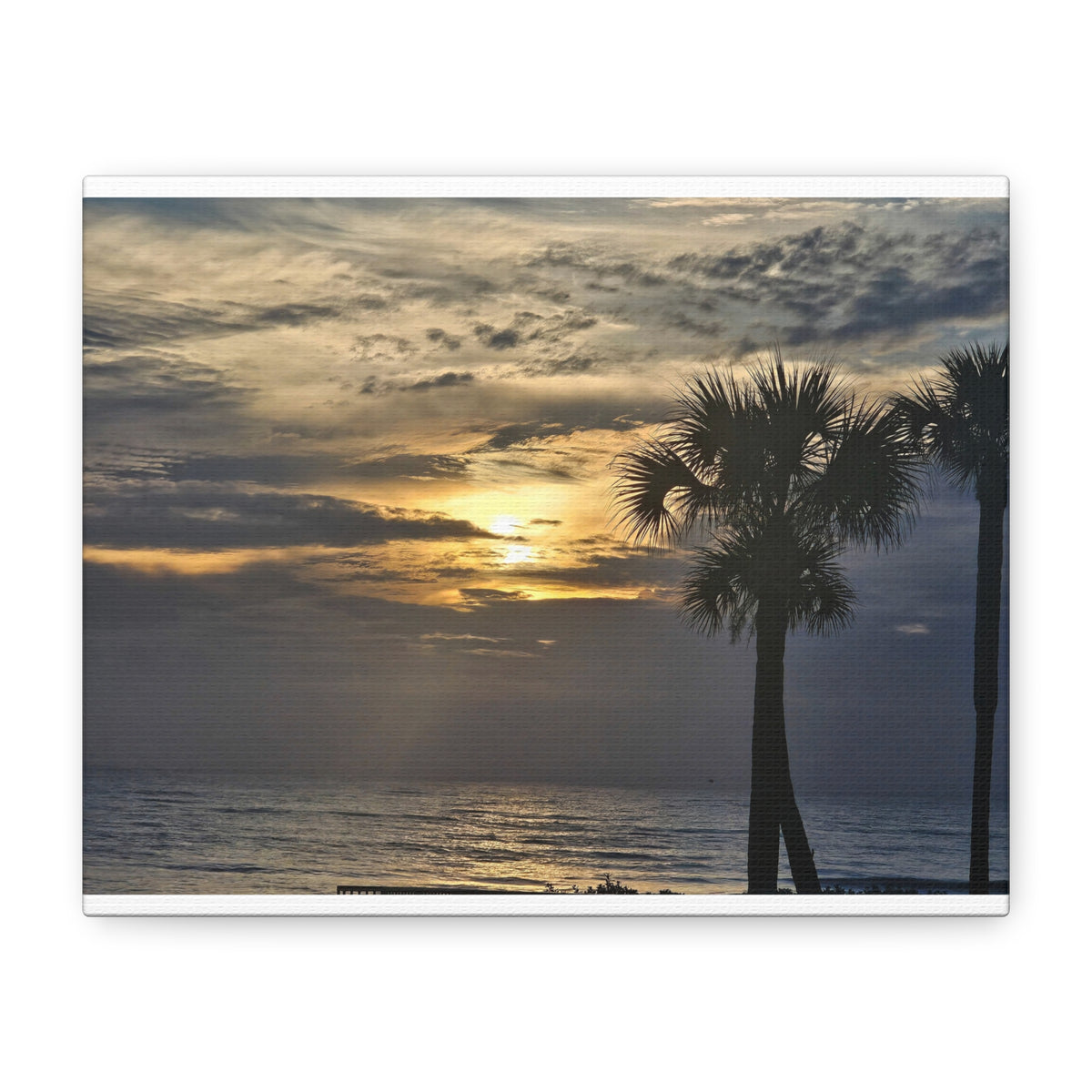 Sunrise Palm Trees Beach Canvas Print — Coastal Wall Art, Matte Stretched Canvas