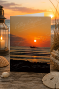 The Horizon's Invitation| Sunrise Boat Greeting Card |
