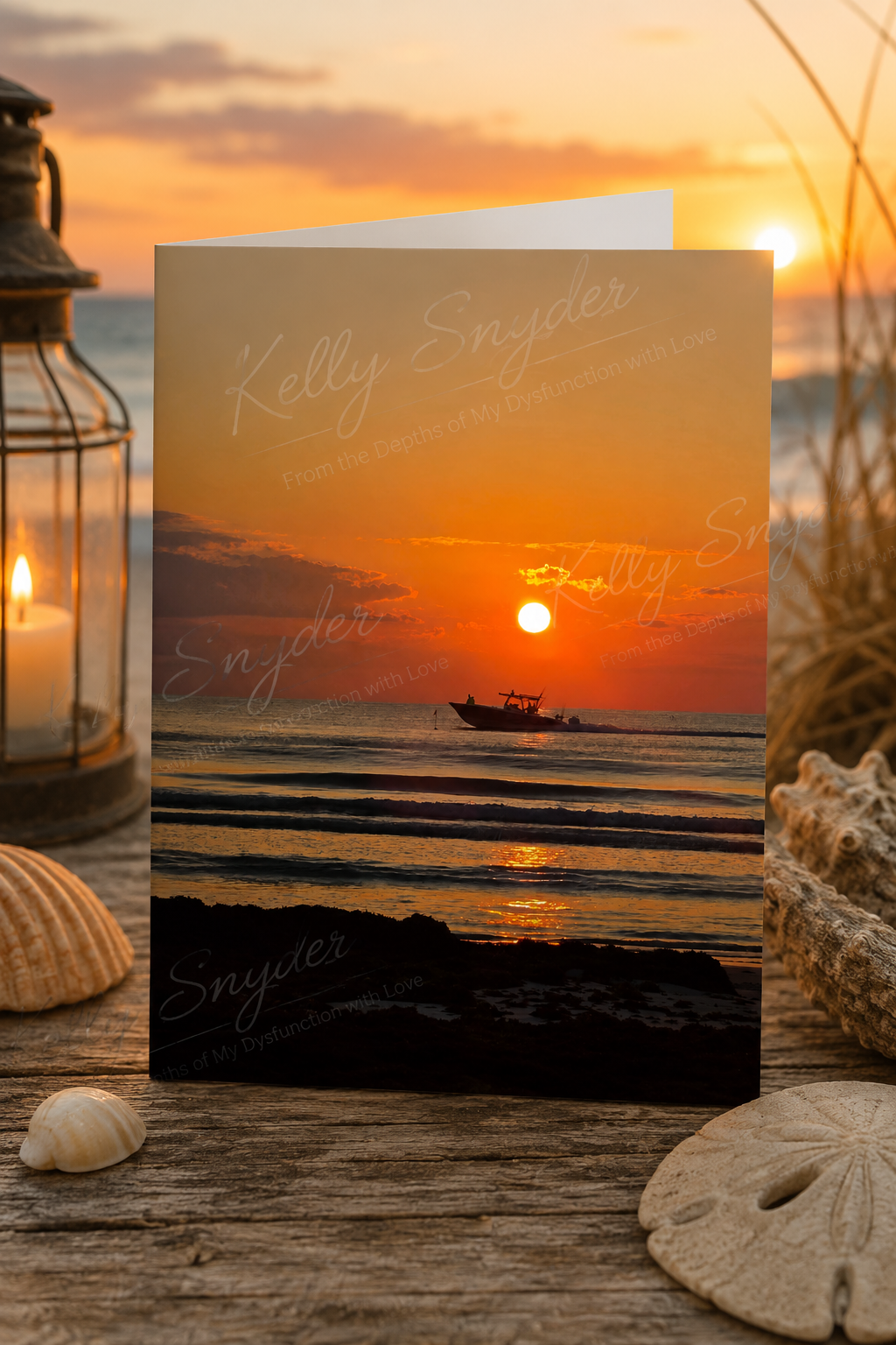 The Horizon's Invitation| Sunrise Boat Greeting Card |