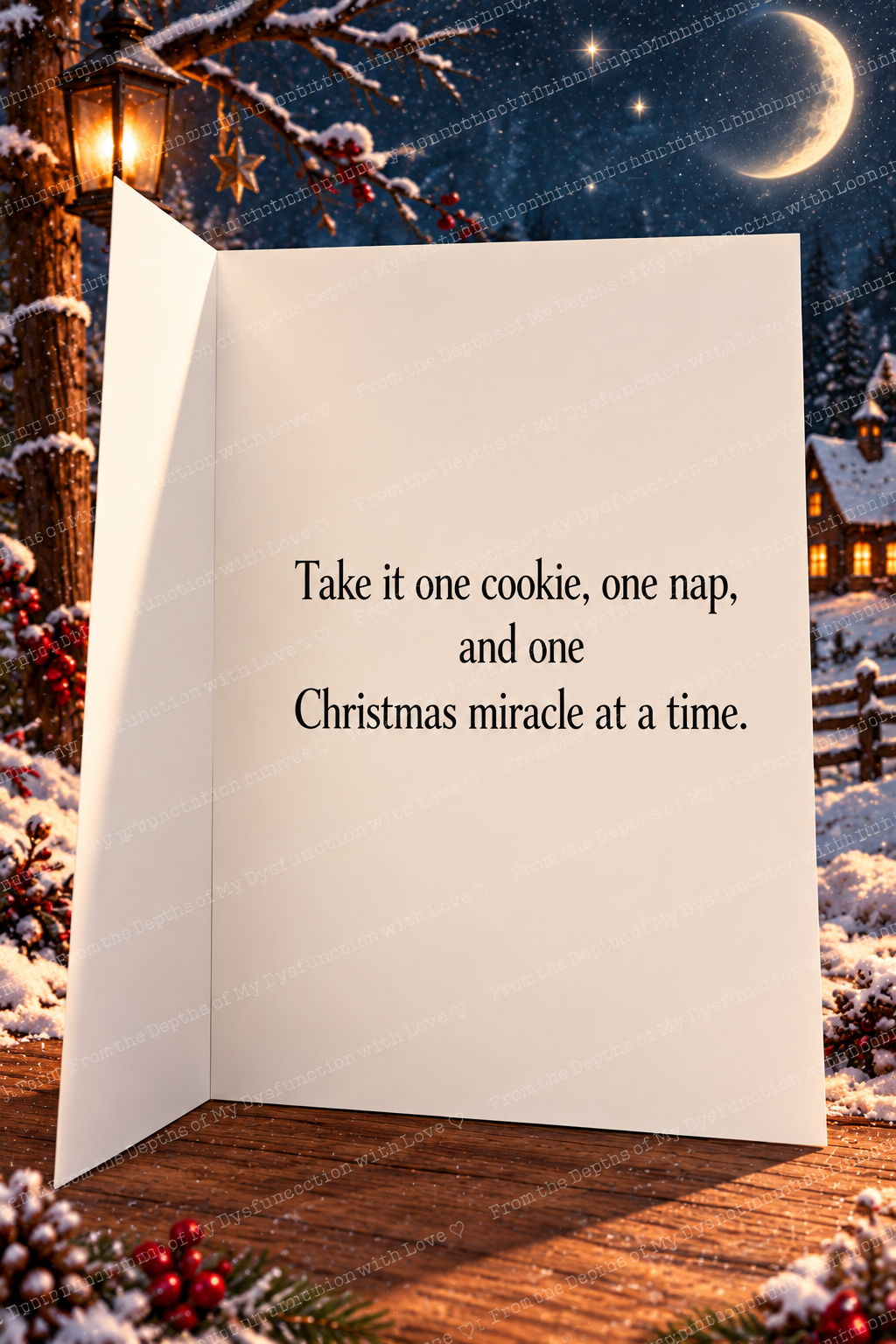 Christmas Will Be Fine – Cute Santa & Black Cat Christmas Card