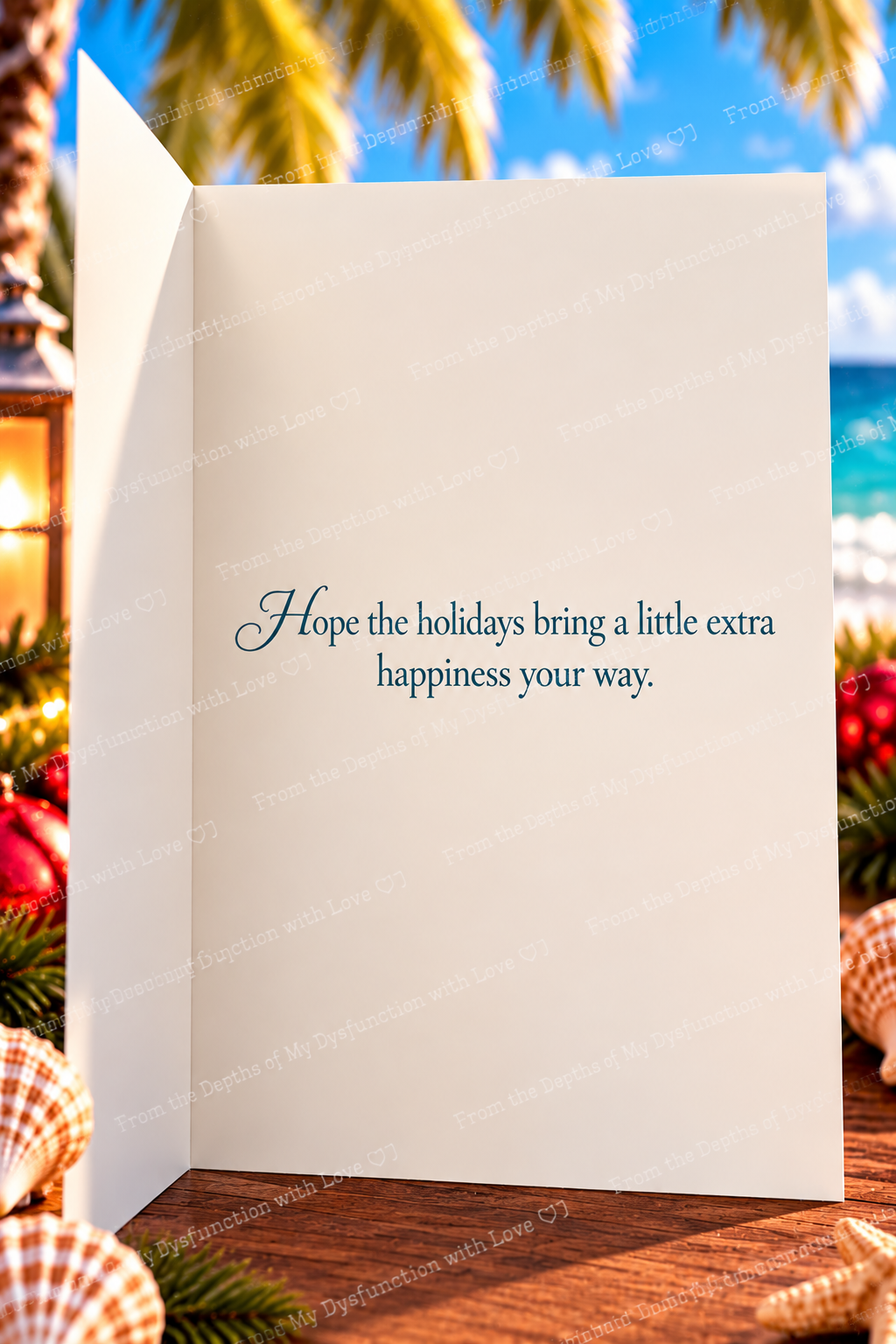 Happy Holidays – Dolphin & Boat Tropical Christmas Card