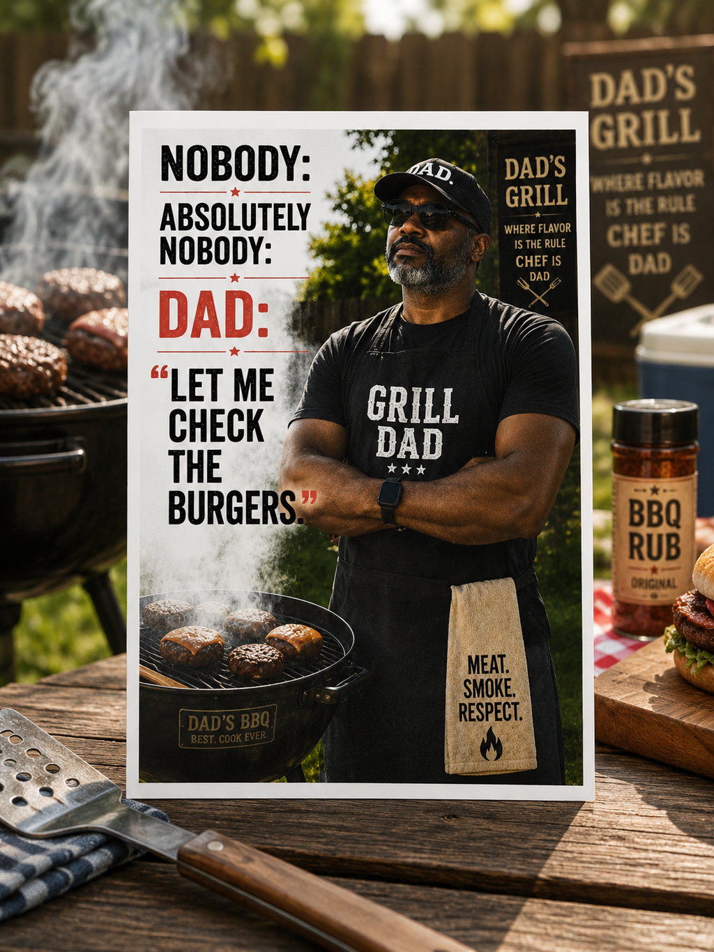 Funny Grill Dad Father's Day Card | Let Me Check The Burgers