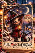A Little Magic for Christmas – Whimsical Witch & Black Cat Christmas Card