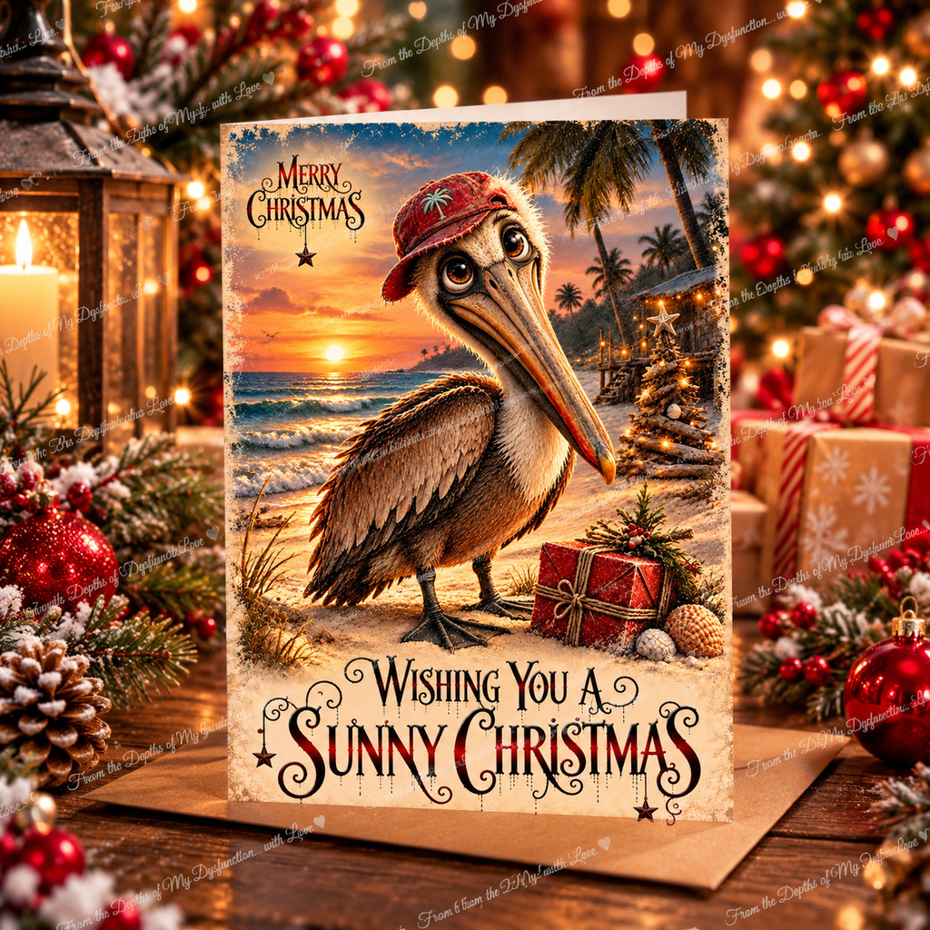 Sunny Pelican Christmas Greeting Card