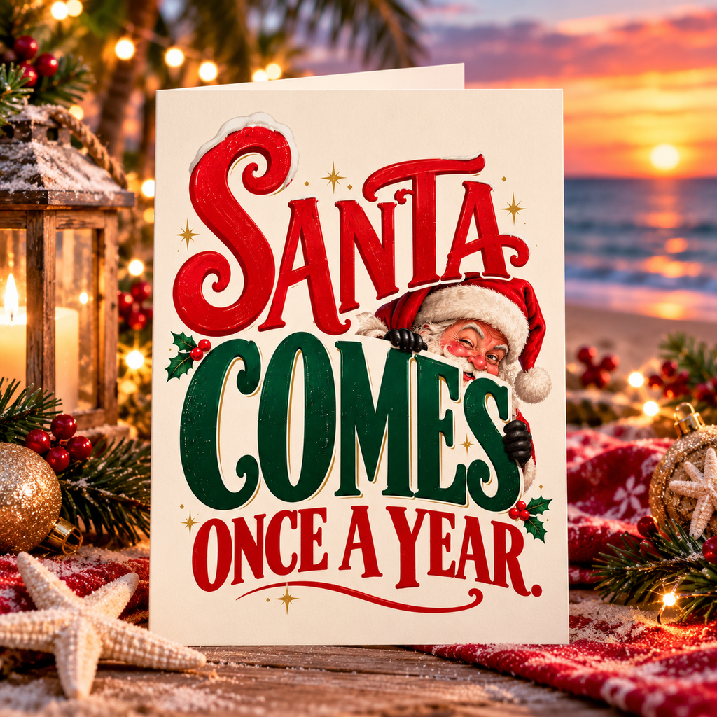 Santa Comes Once a Year – Funny Naughty Christmas Card