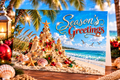 Season’s Greetings Sandcastle – Tropical Beach Christmas Card