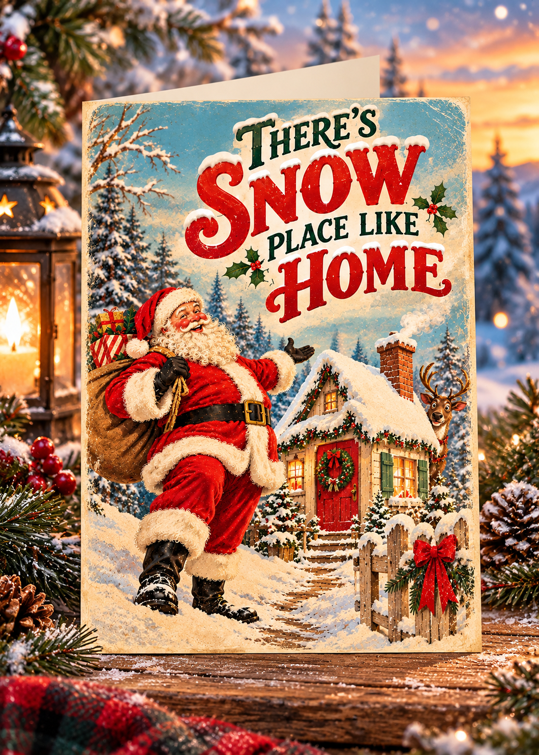 There’s Snow Place Like Home – Funny Vintage Christmas Card