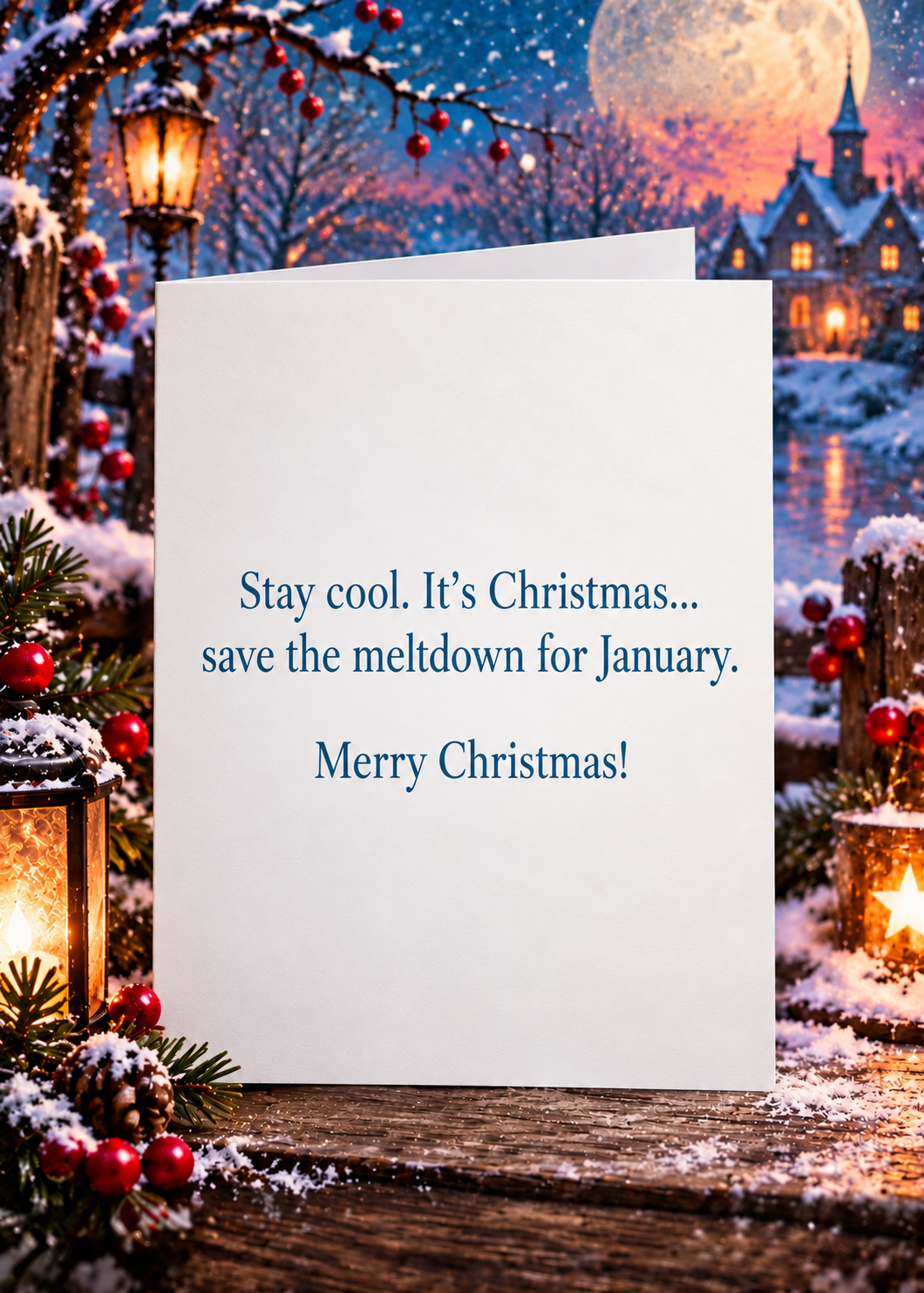 Try Not to Melt – Gothic Snowman Christmas Card