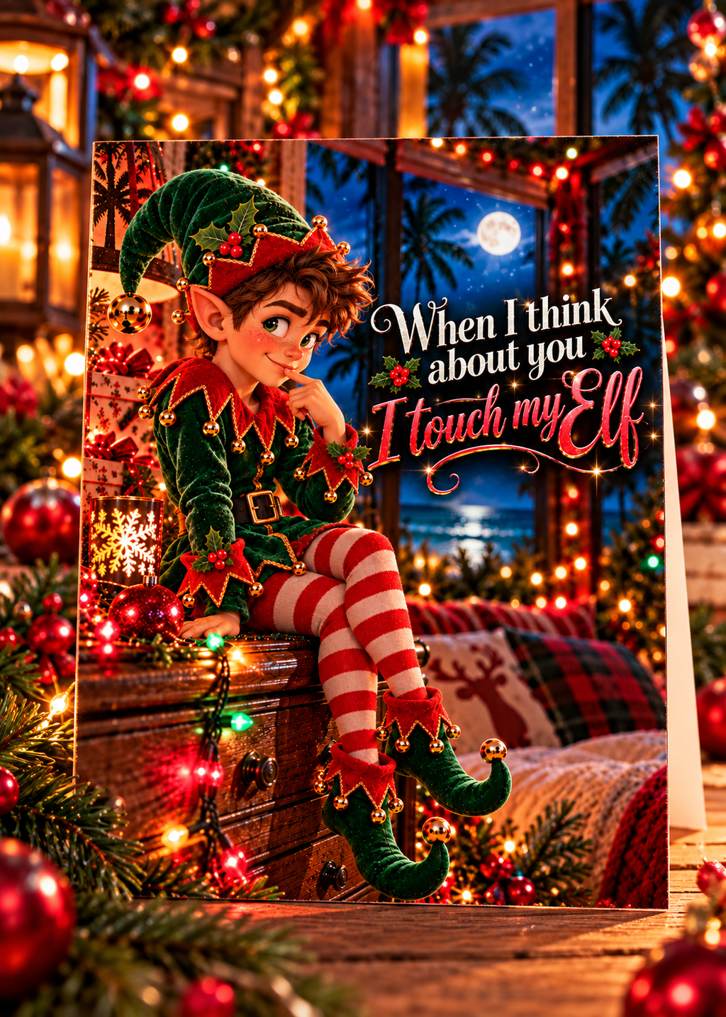 When I Think About You I Touch My Elf – Funny Naughty Christmas Card