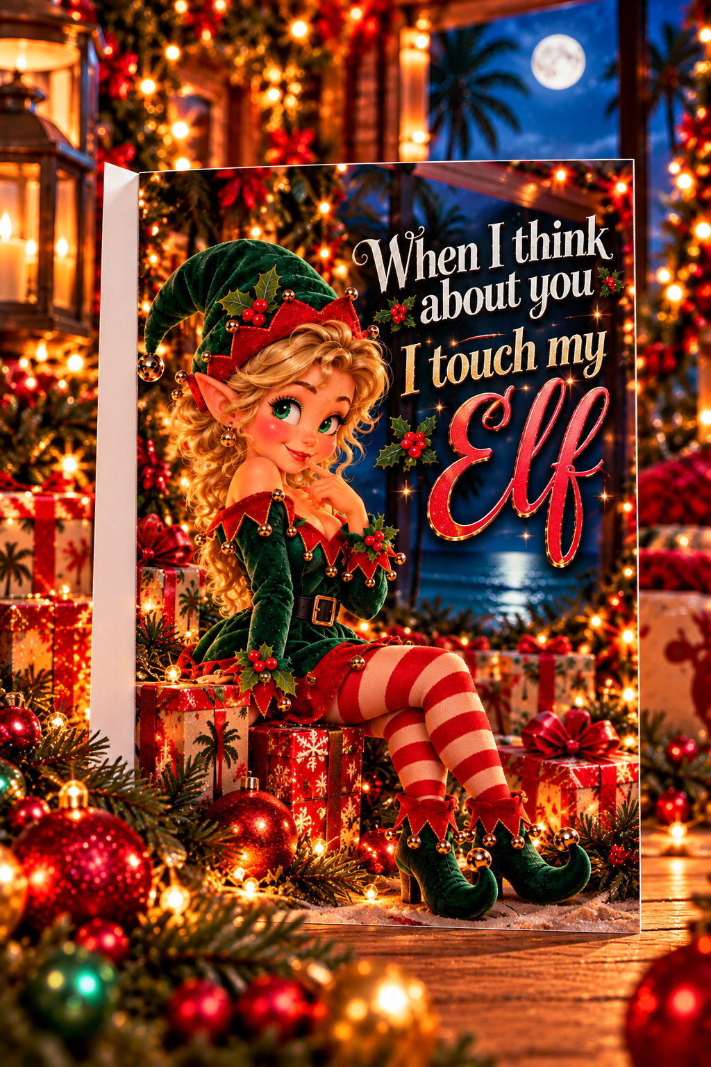 When I Think About You I Touch My Elf – Funny Naughty Christmas Card for Him